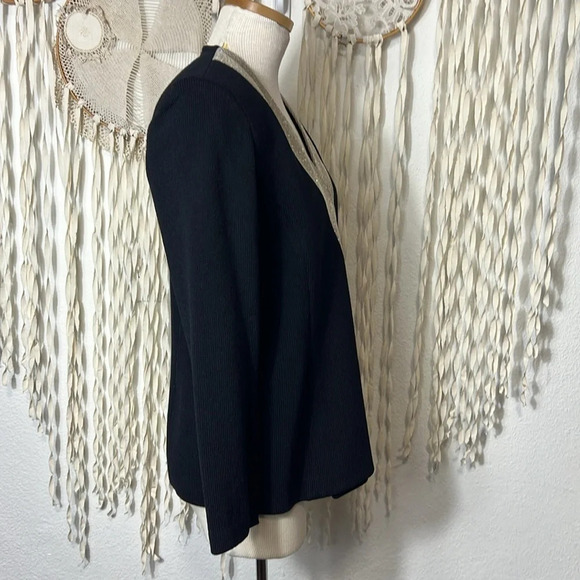 St. John Evening Santana Knit Crossover Blazer with Gold Lapel Accent Size 6 - Picture 2 of 14